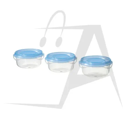 ظرف نگهدارنده کوچک پلاستیکی درب آبی ایکیا PRUTA پک 3 تایی